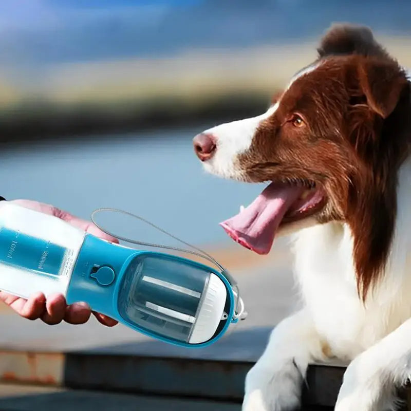 3in1 Hunde Trinkflasche Unterwegs Futter Napf Kotbeutel Spender Haustier Reise