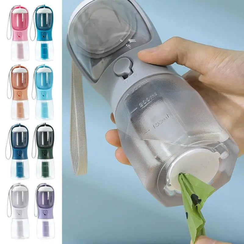 3in1 Hunde Trinkflasche Unterwegs Futter Napf Kotbeutel Spender Haustier Reise