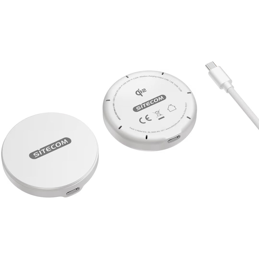 Sitecom 15W Magnetisches Wireless Ladegerät MagSafe Qi2 iPhone Android 1m