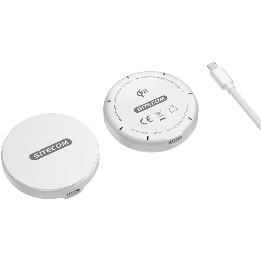 Sitecom 15W Magnetisches Wireless Ladegerät MagSafe Qi2 iPhone Android 1m