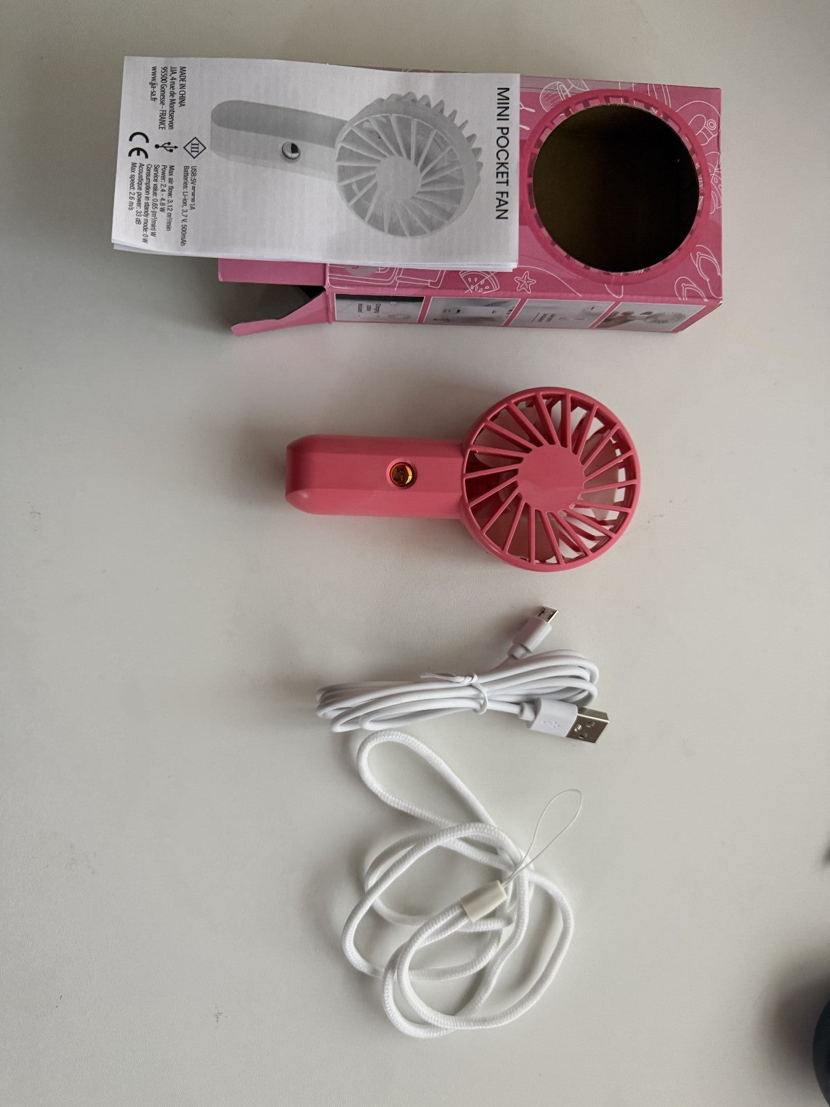 Mini Ventilator USB Aufladbar Handventilator 3 Stufen Rosa Blau 🇩🇪